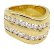 18ct gold two row channel set diamond ring