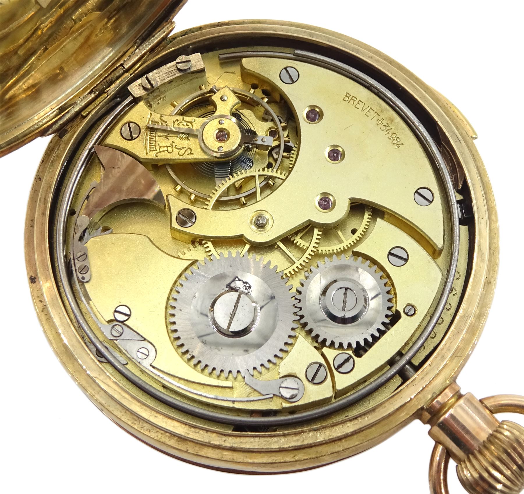 Early 20th century 9ct gold full hunter keyless repeating Swiss lever pocket watch - Image 3 of 3