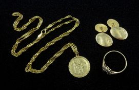 Gold St Christopher pendant necklace