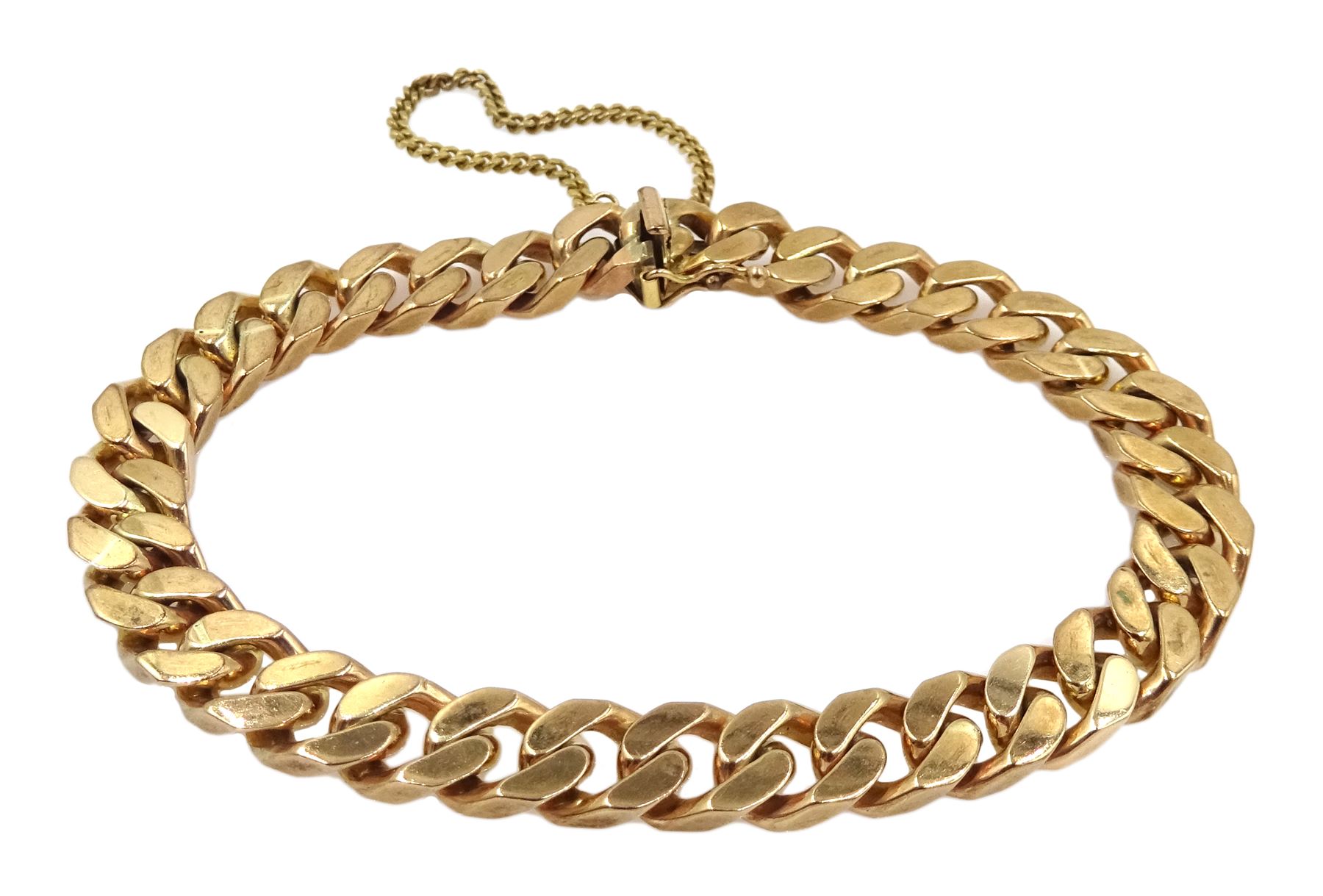 9ct gold flattened curb chain bracelet