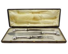 Edwardian silver handled three piece carving set