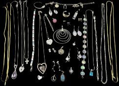 Collection of silver and stone set silver jewellery including cubic zirconia earrings and pendant ne