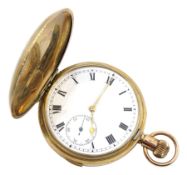 Early 20th century 9ct gold full hunter keyless repeating Swiss lever pocket watch