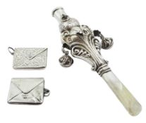 Early 20th century silver mounted child's rattle