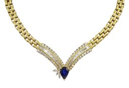 18ct gold diamond and sapphire necklace