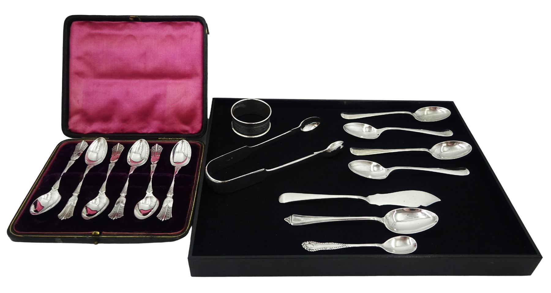 Early 20th century set of six silver Albany type pattern teaspoons