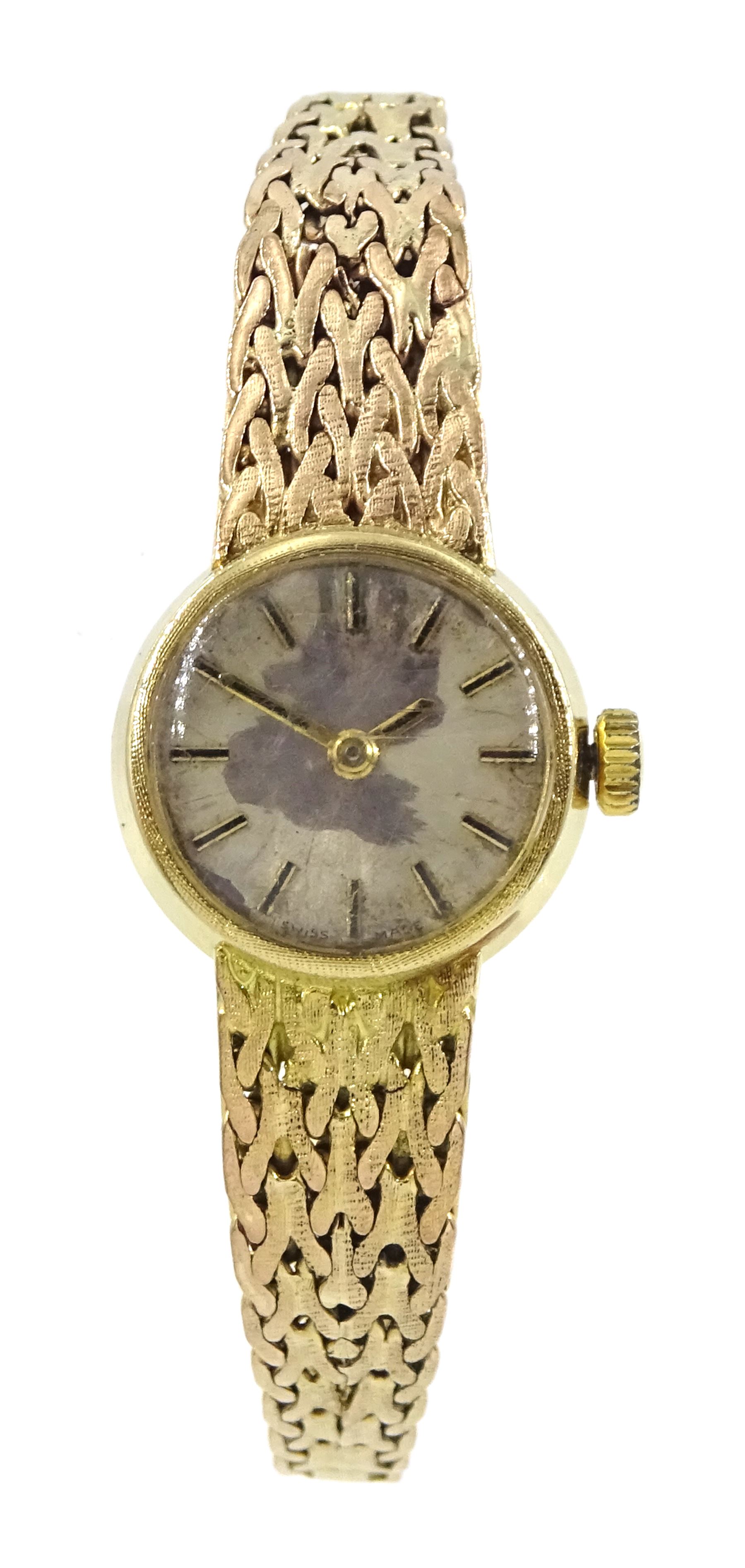 Swiss 9ct gold ladies manual wind bracelet wristwatch