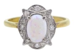 Silver-gilt opal and cubic zirconia dress ring