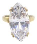 14ct gold single stone marquise shaped cubic zironia ring