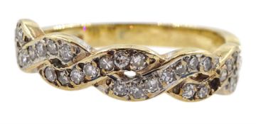 9ct gold diamond crossover half eternity ring