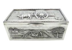 20th century unmarked Indian silver cigarette box