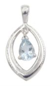 9ct white gold pear shaped aquamarine pendant