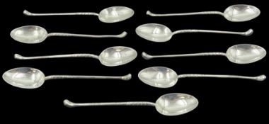 Mid 20th century silver matched set of nine teaspoons