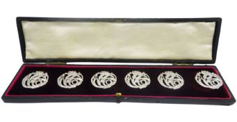 Set of six Art Nouveau silver buttons