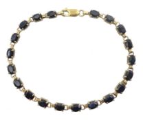9ct gold oval sapphire link bracelet