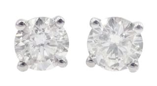 Pair of 18ct white gold round brilliant cut diamond stud earrings