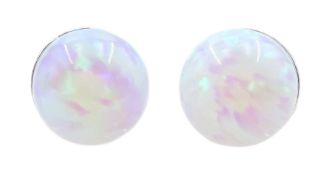 Pair of silver opal stud earrings