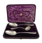 Pair George IV silver strawberry spoons