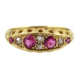 Early 20th century 18ct gold diamond and ruby ring