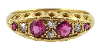 Early 20th century 18ct gold diamond and ruby ring