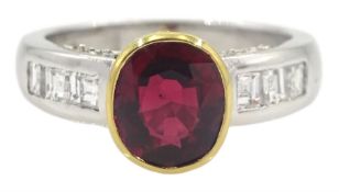 18ct white and yellow gold oval ruby ring