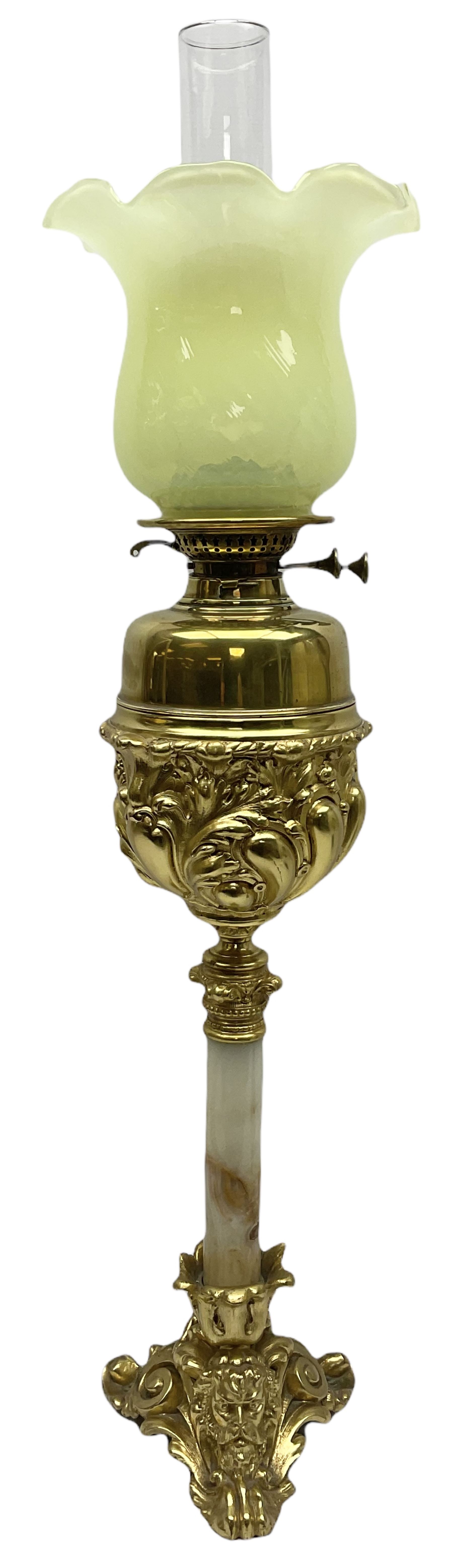 Gilt brass oil lamp