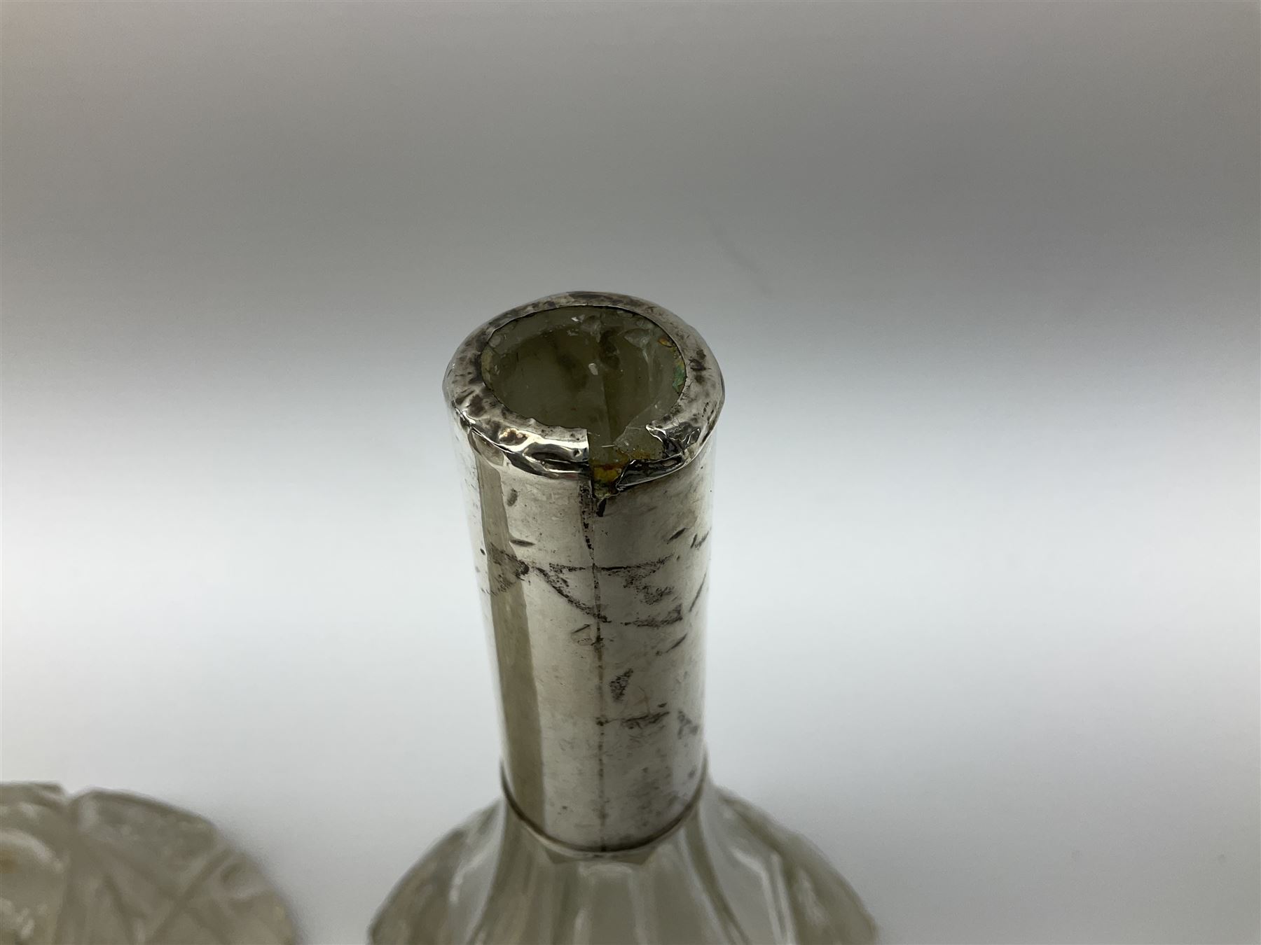 Pair of silver collared and lidded perfume bottles of bulbous form together with a pair of silver co - Image 4 of 28