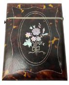 19th century tortoiseshell and mother of pearl calling card case