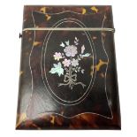 19th century tortoiseshell and mother of pearl calling card case