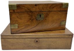 19th century walnut and brass banded writing slope