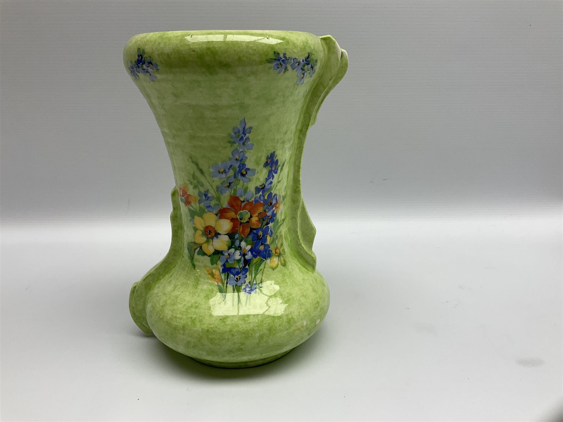 Victorian Wedgwood blue jasperware jardiniere H16.5cm; Victorian copper lustre jug; James Kent art d - Image 4 of 16