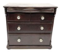 Victorian stained pine chest of drawers of small proportions