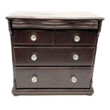 Victorian stained pine chest of drawers of small proportions
