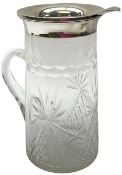 Edwardian silver mounted cut glass water jug