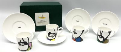 Four limited edition Beatles Yellow Submarine espresso cups and saucers