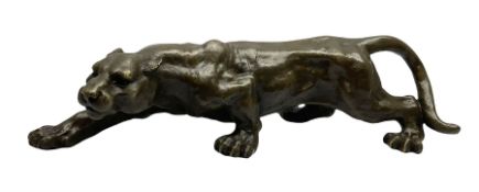 Bronze figure of a crouching cougar after 'Milo'