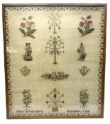 Victorian sampler worked by Mary Evans born December 1836