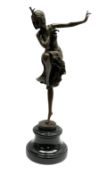 Art Deco style bronze figure of a dancer after 'Chiparus' on socle base