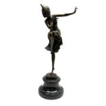 Art Deco style bronze figure of a dancer after 'Chiparus' on socle base