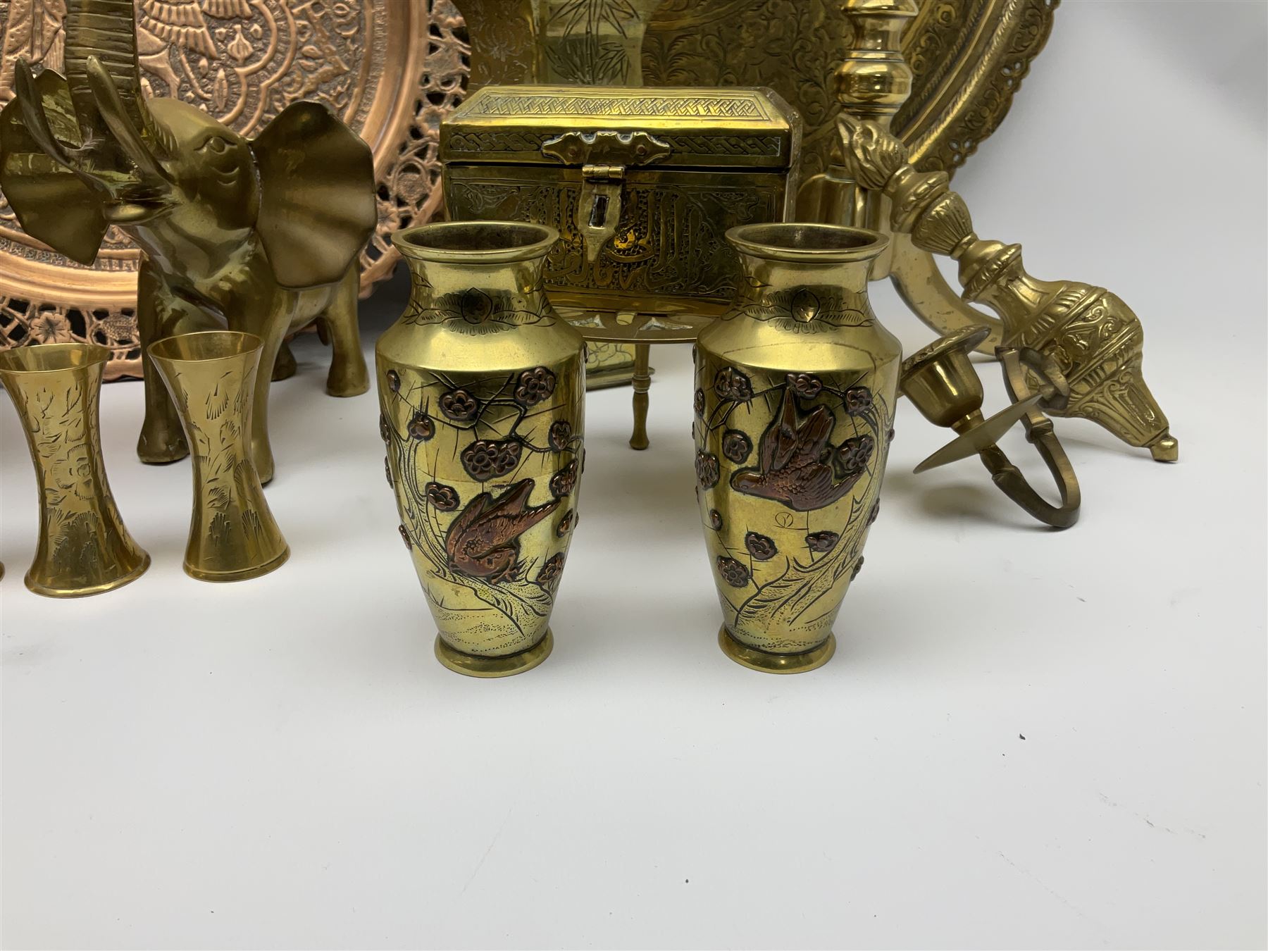 Two Eastern brass chargers - Image 3 of 6