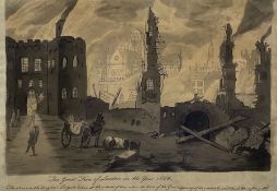 A M Wightwick (British 18th century): 'The Great Fire of London in the Year 1666'