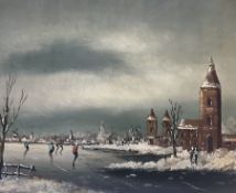 Rowland (Dutch School 20th century): 'Dutch Skating Scene'