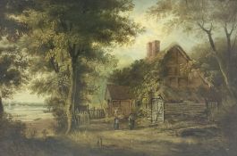 English School (19th century): Cottage by the Lake