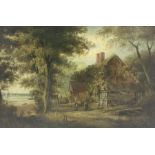 English School (19th century): Cottage by the Lake