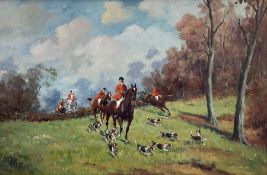 English School (20th century): Autumnal Hunting Scene