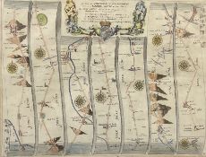 John Ogilby (British 1600-1676): 'The Road from Ferrybridge to Boroughbridge Continued to Barnard Ca