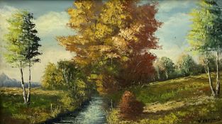 English School (20th century): Autumnal River Scene