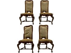Set of four Queen Anne style walnut dining chairs