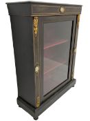 Late Victorian ebonised pier display cabinet