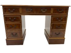 Late 20th century mahogany twin pedestal desk